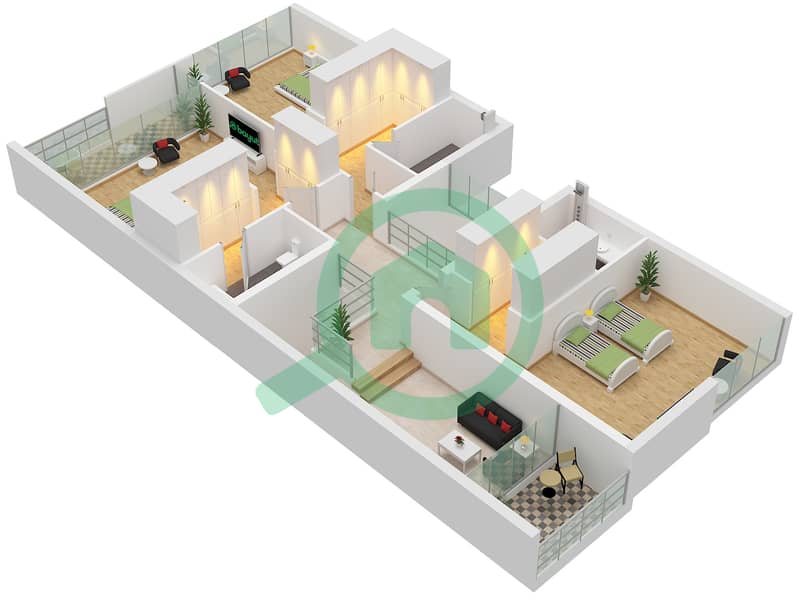 Jouri Hills - 4 Bedroom Townhouse Type B Floor plan First Floor interactive3D