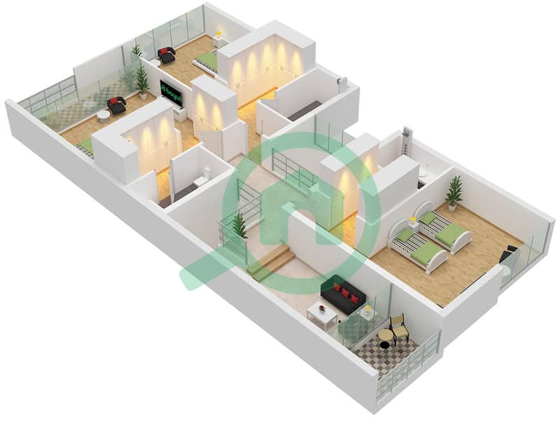 茱莉山庄 - 4 卧室联排别墅类型B戶型图 First Floor interactive3D