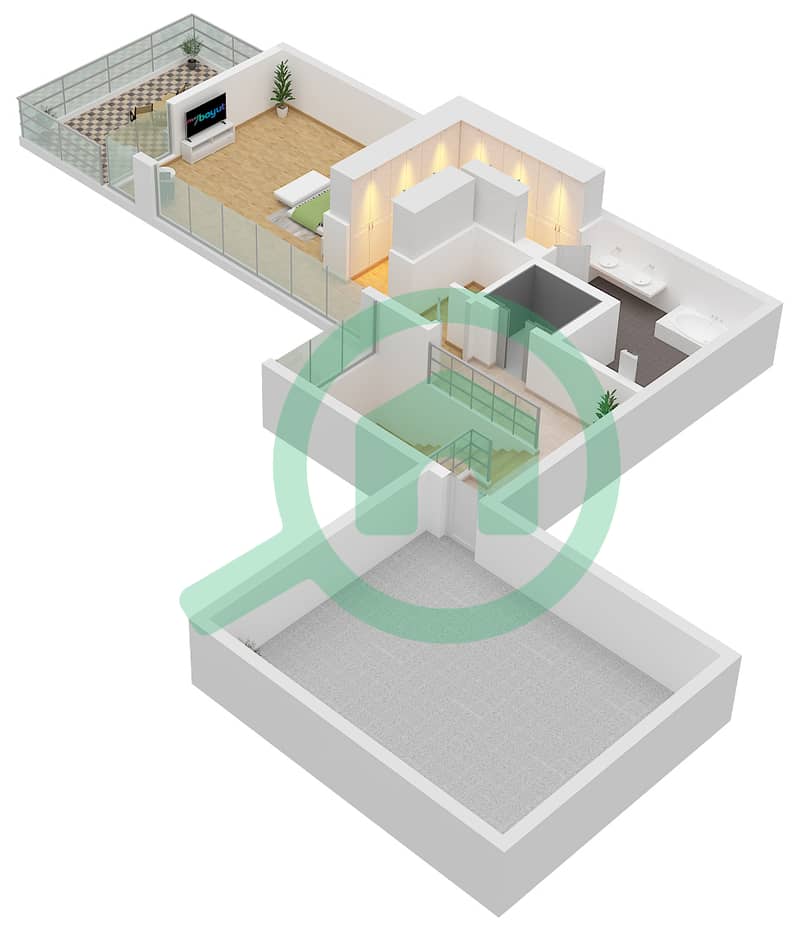 المخططات الطابقية لتصميم النموذج 1B فیلا 5 غرف نوم - جوري هيلز Second Floor interactive3D