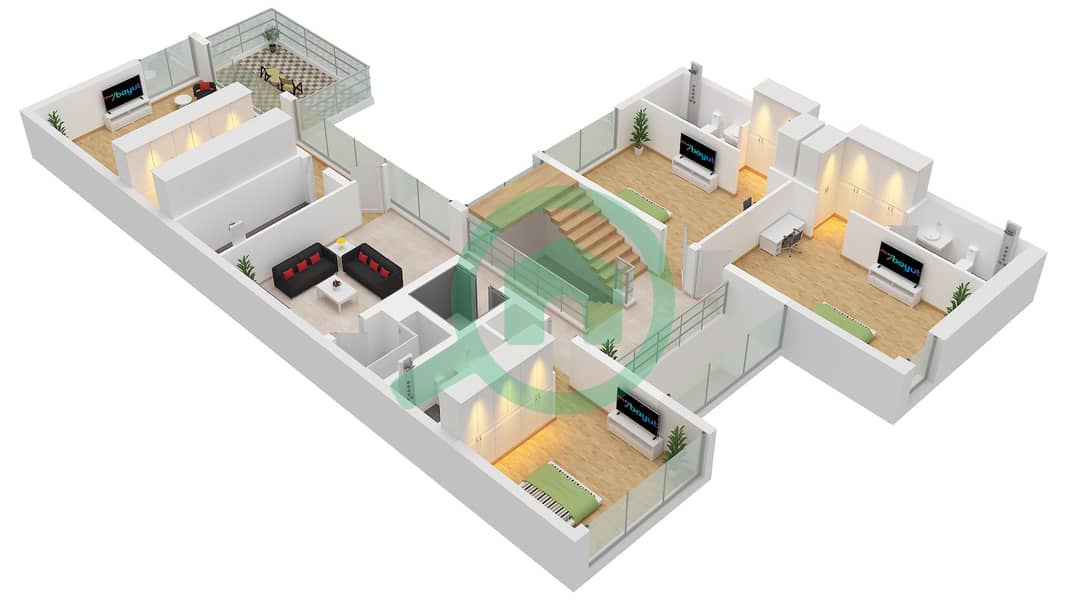 茱莉山庄 - 5 卧室别墅类型1A戶型图 First Floor interactive3D