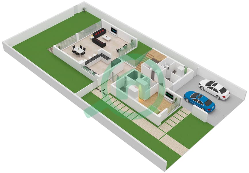 المخططات الطابقية لتصميم النموذج A فیلا 5 غرف نوم - جوري هيلز Ground Floor interactive3D
