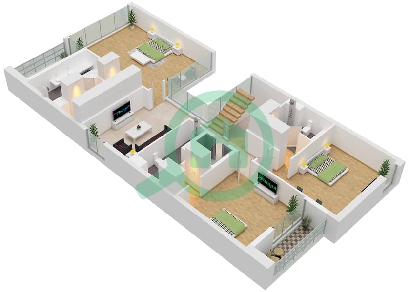 المخططات الطابقية لتصميم النموذج A فیلا 5 غرف نوم - جوري هيلز First Floor interactive3D