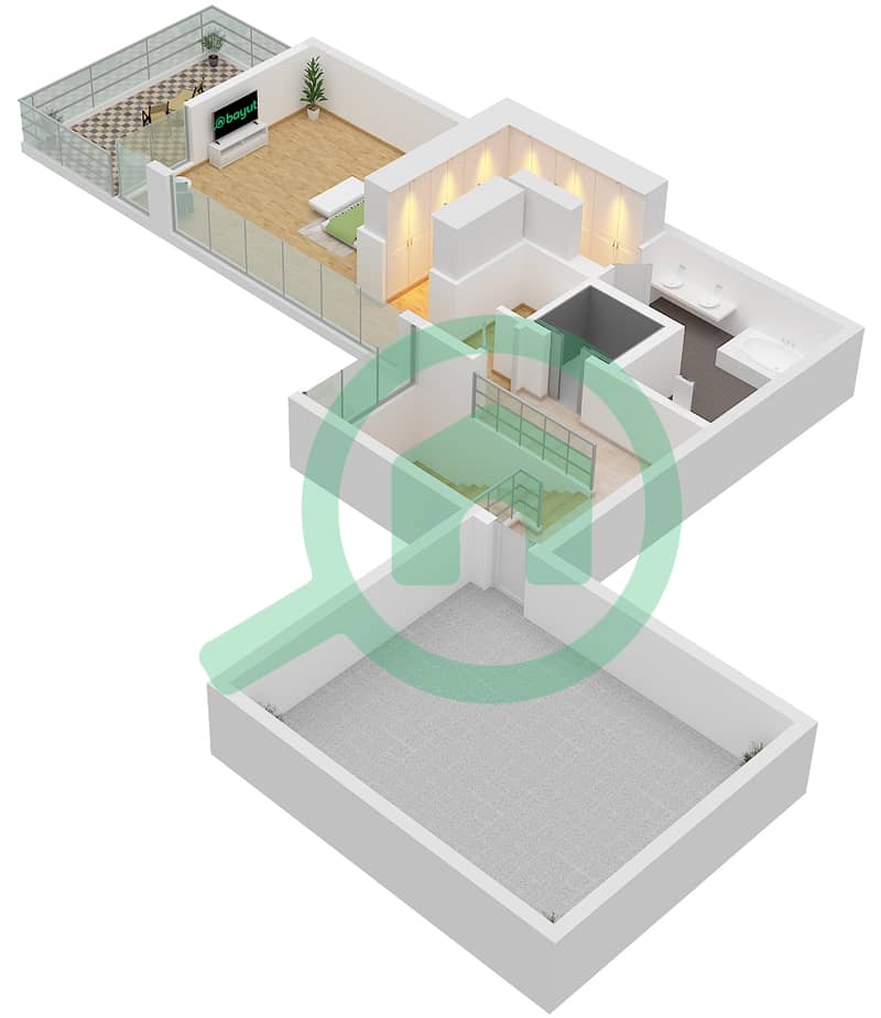 المخططات الطابقية لتصميم النموذج 2B فیلا 5 غرف نوم - جوري هيلز Second Floor interactive3D
