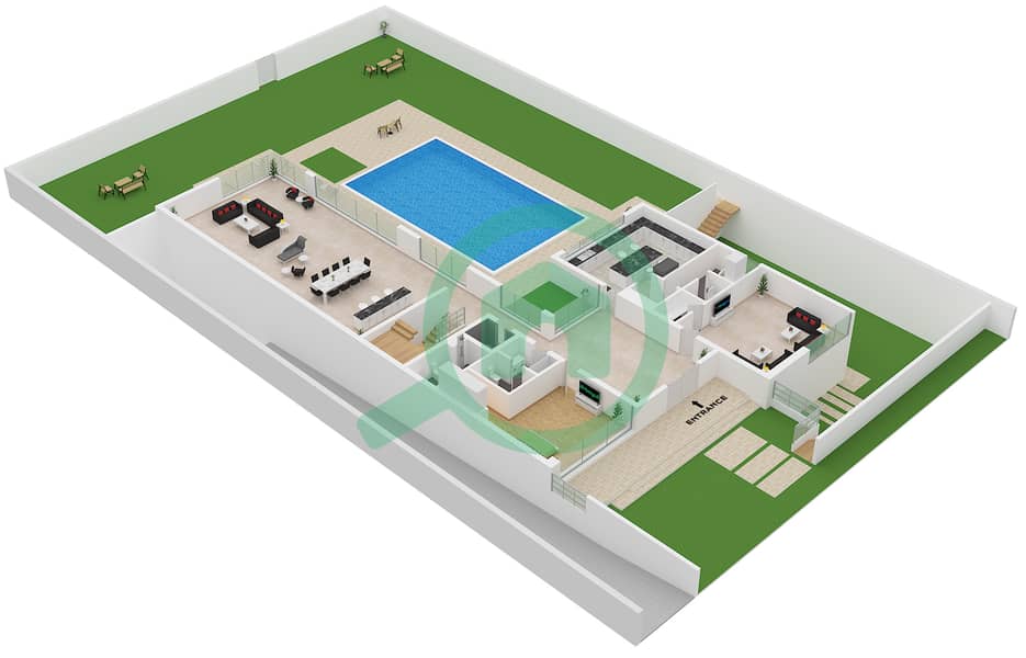 Jouri Hills - 6 Bedroom Villa Type A Floor plan Ground Floor interactive3D