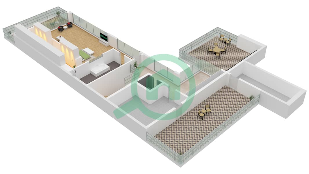 المخططات الطابقية لتصميم النموذج A فیلا 6 غرف نوم - جوري هيلز Second Floor interactive3D