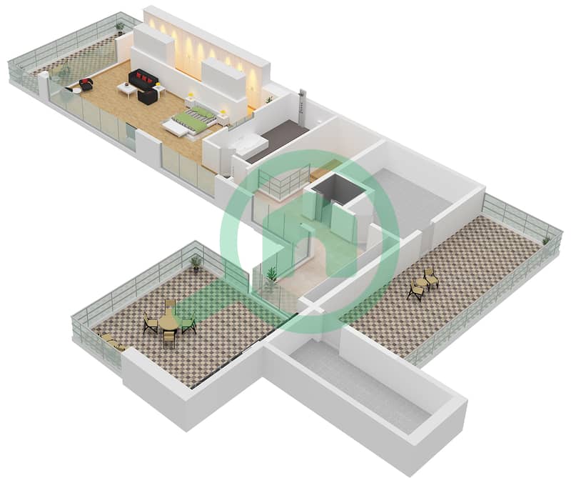 المخططات الطابقية لتصميم النموذج B فیلا 6 غرف نوم - جوري هيلز Second Floor interactive3D