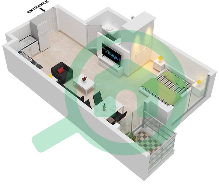 Selina Bay - Studio Apartment Type A Floor plan Type A Floor Ground To 16 interactive3D