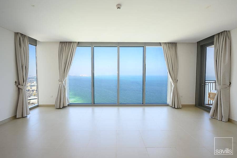 High Floor w/ Balcony | Sea View | 3Beds + Maids