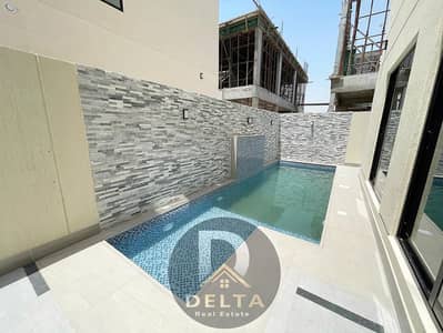 Without down payment, you own a wonderful villa for sale, 3 floors, with a swimming pool in Ajman, first inhabitant , freehold super deluxe finishing