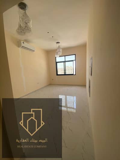 For annual rent in Ajman, a room and a hall with 2 bathrooms for the first resident, super luxurious finishing