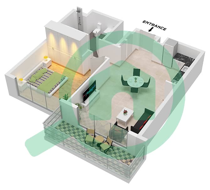Address Bayview Tower 1 - 1 Bedroom Apartment Unit 3 / FLOOR 1-34 Floor plan Unit 3
Floor 1-34 interactive3D