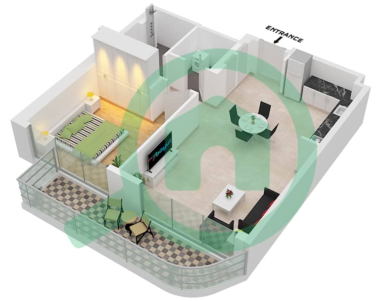 Address Bayview Tower 1 - 1 Bedroom Apartment Unit 5  / FLOOR 1-8 Floor plan Unit 5 
Floor 1-8 interactive3D