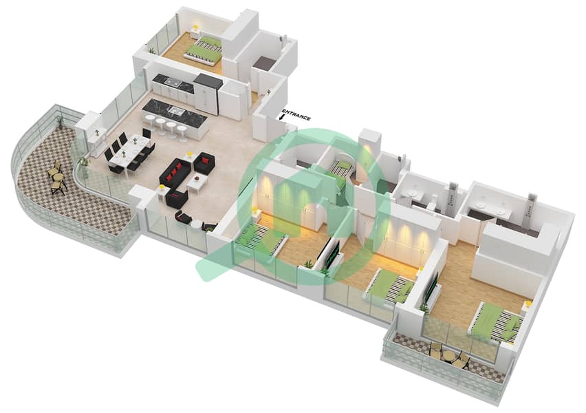 Address Bayview Tower 1 - 4 Bedroom Apartment Unit 1 / FLOOR 37-48 Floor plan Unit 1
Floor 37-48 interactive3D
