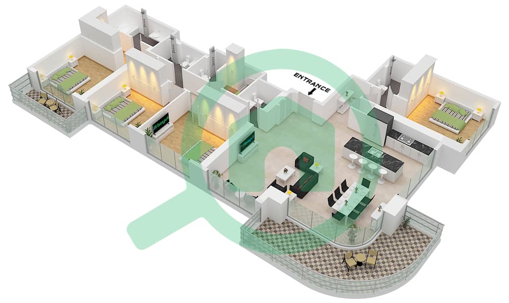 Address Bayview Tower 1 - 4 Bedroom Apartment Unit 5 / FLOOR 37-48 Floor plan Unit 5 
Floor 37-48 interactive3D