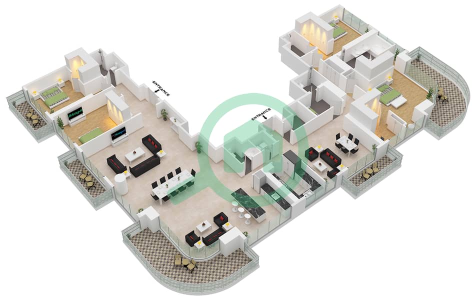 Address Bayview Tower 1 - 4 Bedroom Apartment Unit 3 / FLOOR 49-53 Floor plan Unit 3 
Floor 49-53 interactive3D