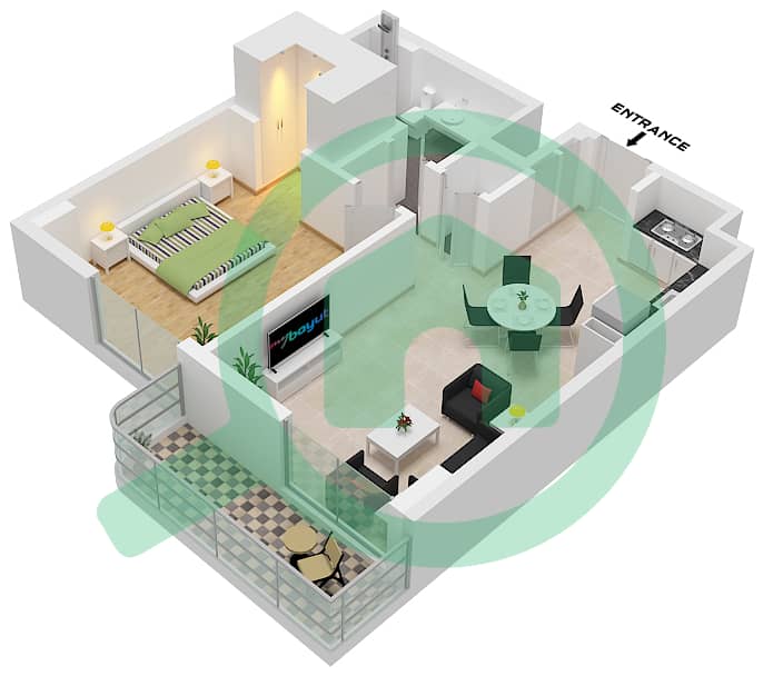 Bayline - 1 Bedroom Apartment Type/unit A / 2,5-7,9,11,13 Floor plan Type A Unit 2,5,7,9 Podium
Unit 6,9,11,13 Floor 1
Unit 2,6,9,11,13 Floor 2-6
Unit 2.6 Floor 7-8 interactive3D