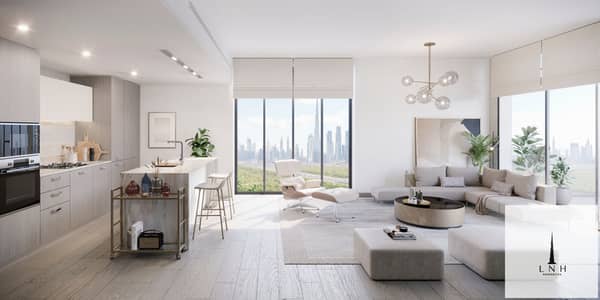2 Bedroom Apartment for Sale in Sobha Hartland, Dubai - Berkeley Place_2 BR unit - Living- Kitchen Area. jpg