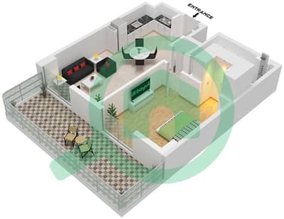 Бэйлайн - Апартамент 1 Спальня планировка Тип/мера B / UNIT 2 FLOOR 1