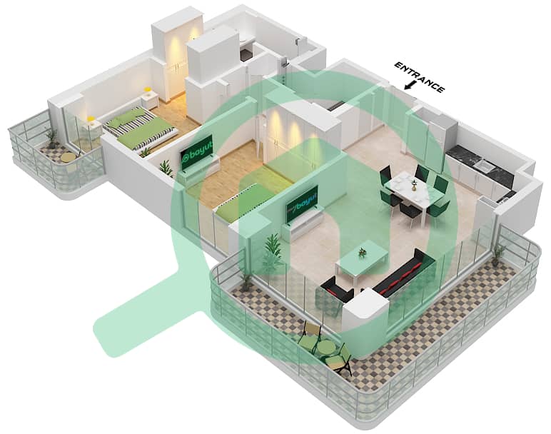 Bayline - 2 Bedroom Apartment Type/unit A / UNIT 16 FLOOR 2-16 Floor plan Type A Unit 16 Floor 2-6 interactive3D
