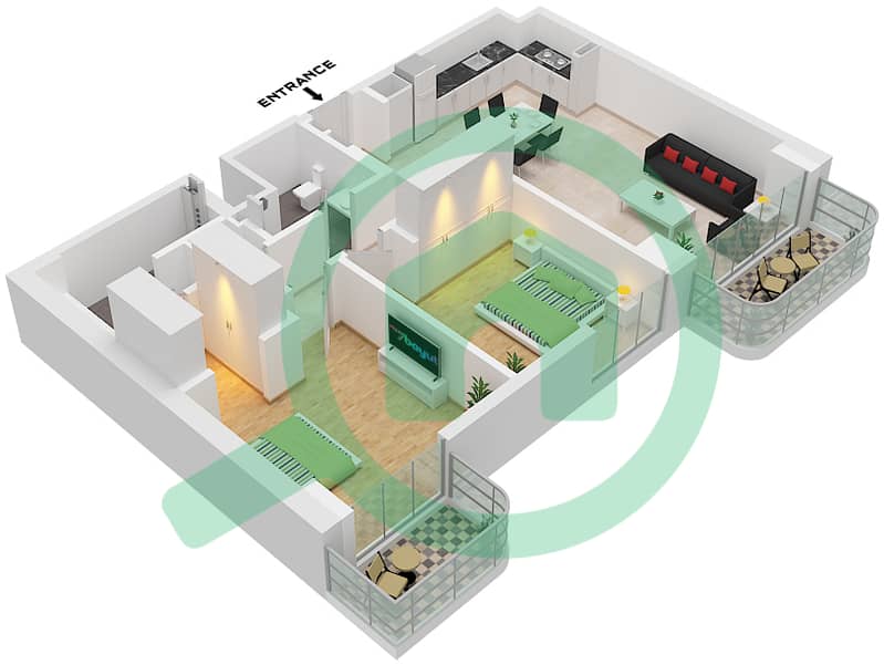 Bayline - 2 Bedroom Apartment Type/unit H / UNIT 12 FLOOR PODIUM Floor plan Type H
Unit 12 Podium interactive3D