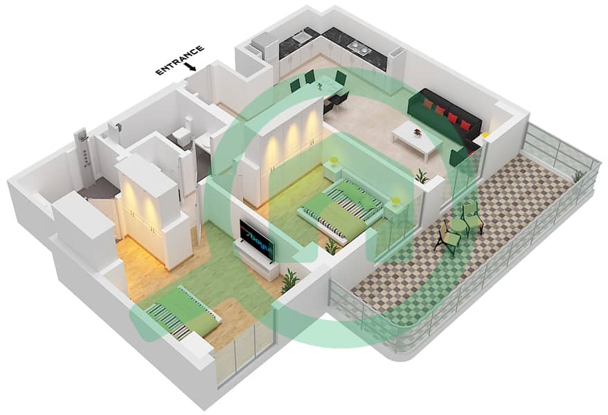 Bayline - 2 Bedroom Apartment Type/unit I / UNIT 1 FLOOR 1 Floor plan Type I
Unit 1 Floor 1 interactive3D