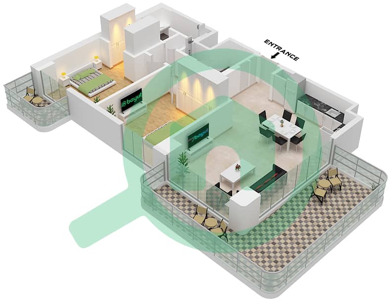 Bayline - 2 Bedroom Apartment Type/unit K / UNIT 16 FLOOR 1 Floor plan Type K
Unit 16 Floor 1 interactive3D