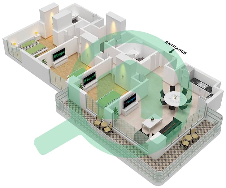 Bayline - 3 Bedroom Apartment Type/unit C / UNIT 3 FLOOR 1 Floor plan Type C
Unit 3 Floor 1 interactive3D