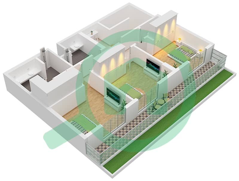 Bayline - 3 Bedroom Apartment Type/unit 2 / UNIT D2-D6 Floor plan Type 2
Unit D2-D6 Podium interactive3D