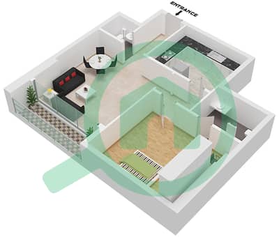 المخططات الطابقية لتصميم النموذج 6 شقة 1 غرفة نوم - برج آرت