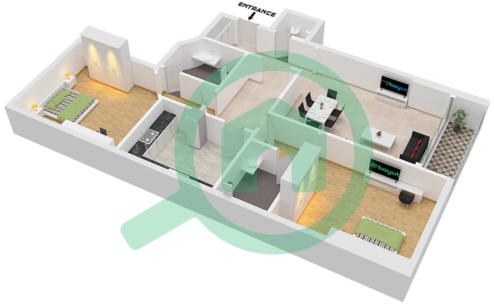 Art Tower - 2 Bedroom Apartment Type 5 Floor plan Type 5 interactive3D