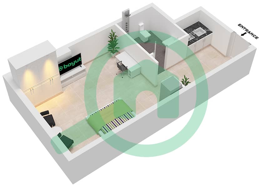 Art Tower - Studio Apartment Type 6 Floor plan Type 6 interactive3D