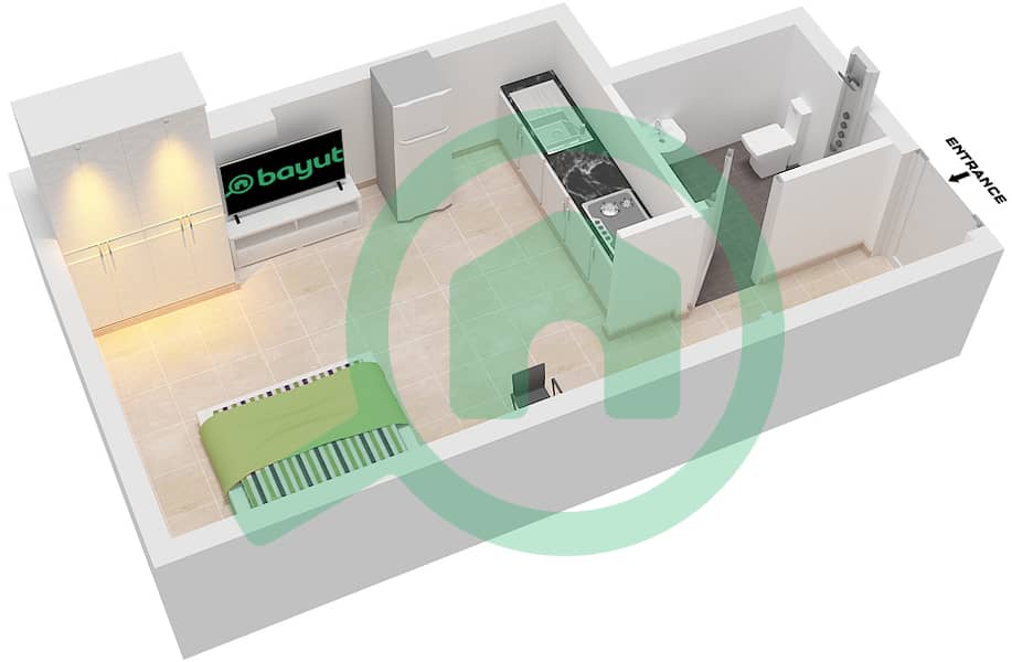 Art Tower - Studio Apartment Type 8 Floor plan Type 8 interactive3D