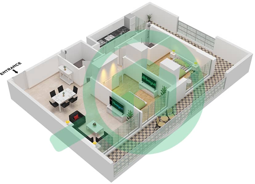 Confident Lancaster - 2 Bedroom Apartment Type 05 Floor plan interactive3D