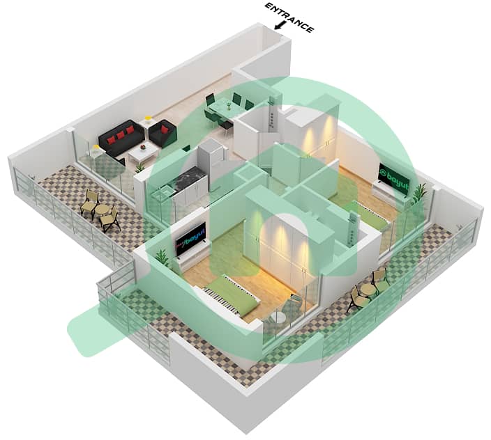 Confident Lancaster - 2 Bedroom Apartment Type 08 Floor plan interactive3D