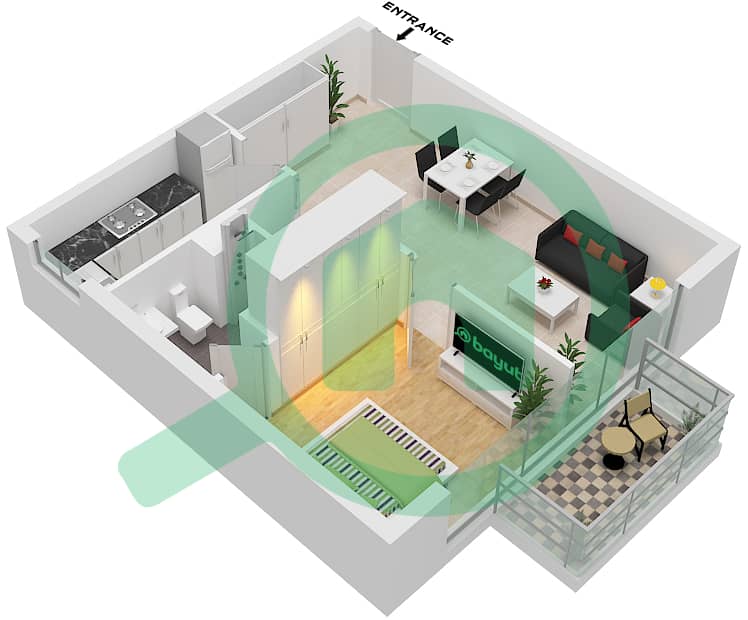 Albero by ORO24 - 1 Bedroom Apartment Type 3 Floor plan Type 3 interactive3D
