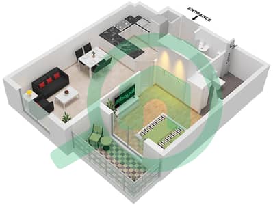 المخططات الطابقية لتصميم النموذج 4 شقة 1 غرفة نوم - البيرو من أورو 24