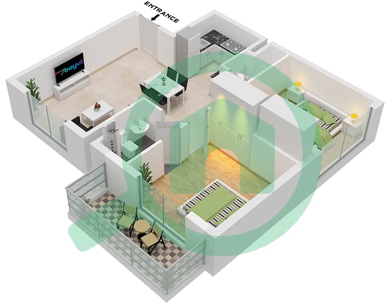Albero by ORO24 - 2 Bedroom Apartment Type 1 Floor plan Type 1 interactive3D