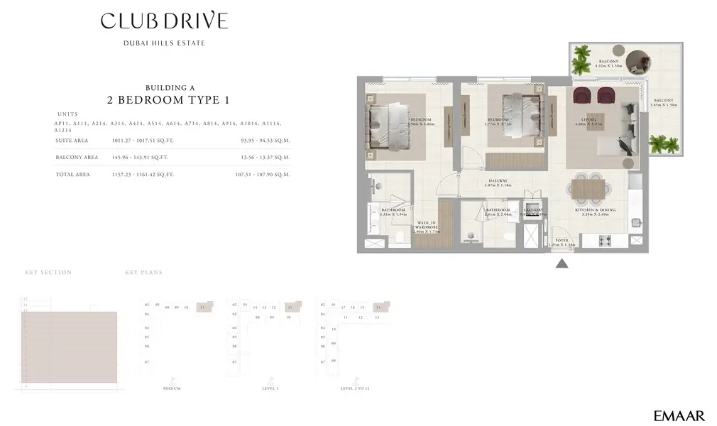 2 BR floor plan