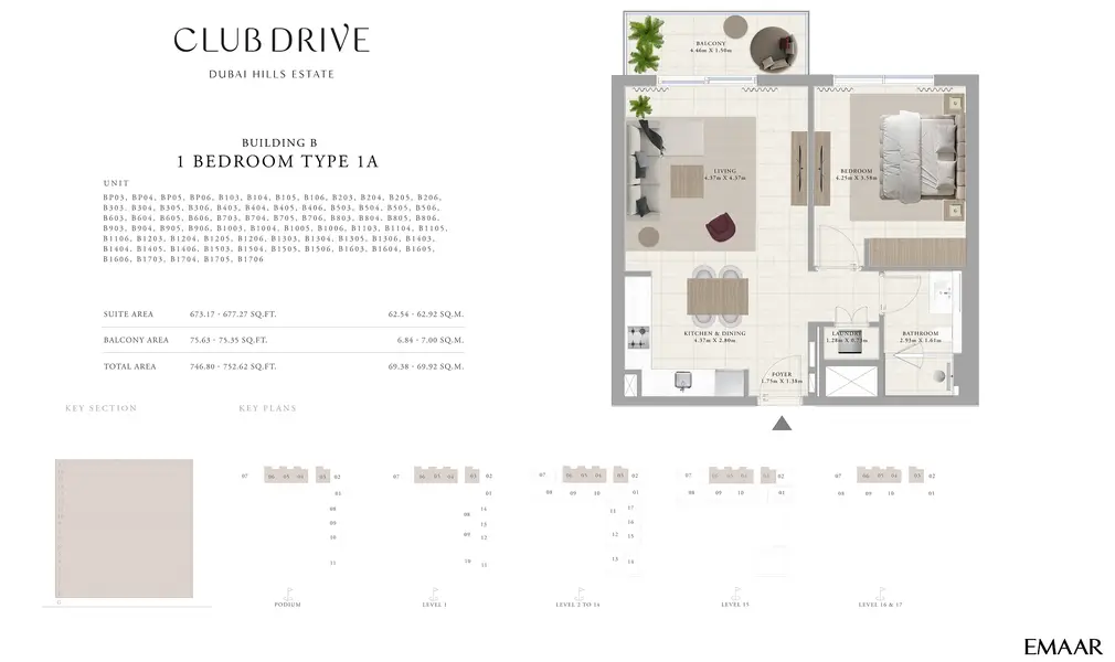 1 BR floor plan