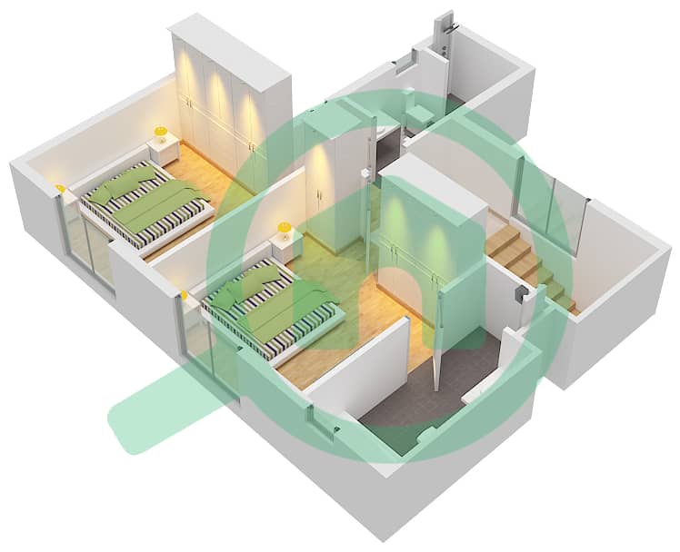巴迪雅 - 2 卧室别墅类型1戶型图 Type 1 First Floor interactive3D