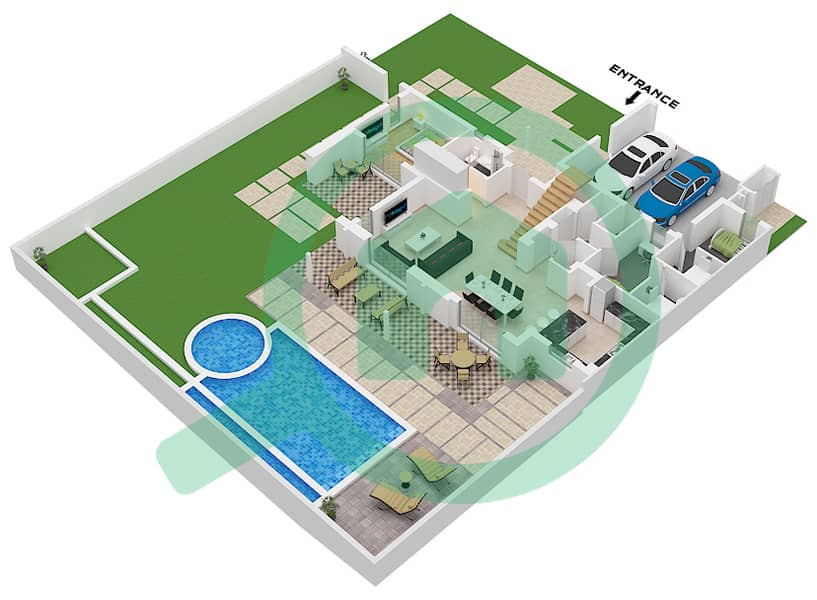 Badya - 4 Bedroom Villa Type 3 Floor plan Type 3 Ground Floor interactive3D