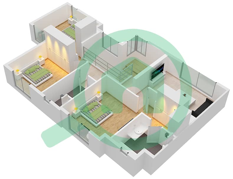 Badya - 4 Bedroom Villa Type 3 Floor plan Type 3 First Floor interactive3D
