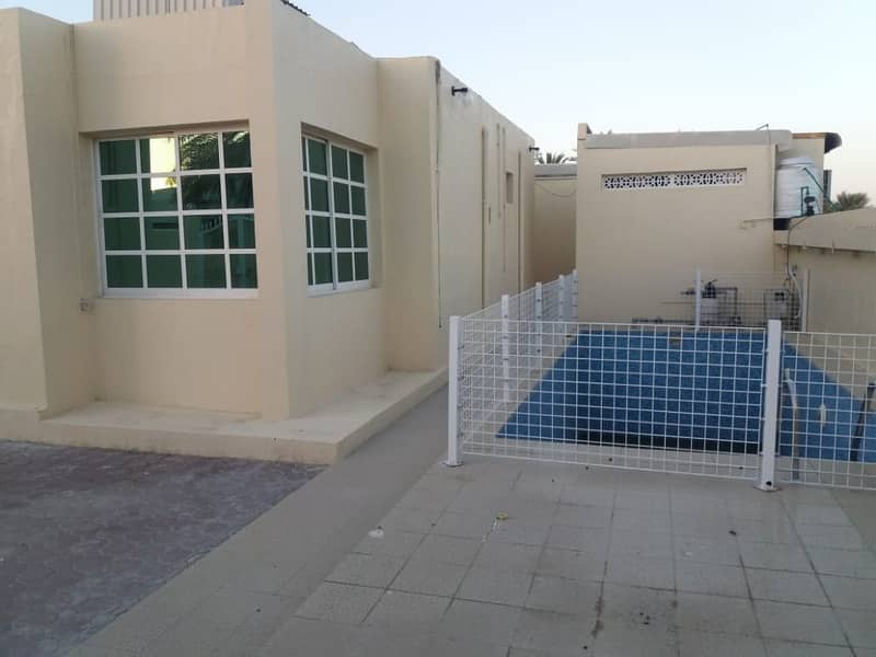 4 BHK Villa with majlis, hall, big hoash, 3 bathrooms, split A/C, pvt. swimming pool, covd parkin