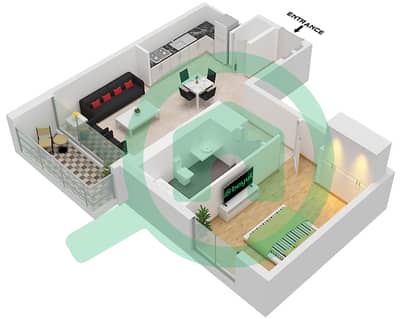 المخططات الطابقية لتصميم الوحدة 1 / FLOOR 1-20 شقة 1 غرفة نوم - كريك ايدج تاور 2
