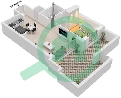 المخططات الطابقية لتصميم الوحدة 6 / FLOOR 2 شقة 1 غرفة نوم - كريك ايدج تاور 2