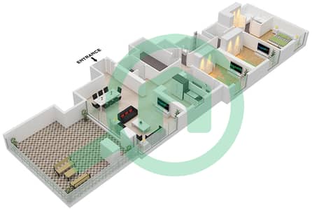 المخططات الطابقية لتصميم الوحدة 5 / FLOOR 20 شقة 3 غرف نوم - كريك ايدج تاور 2