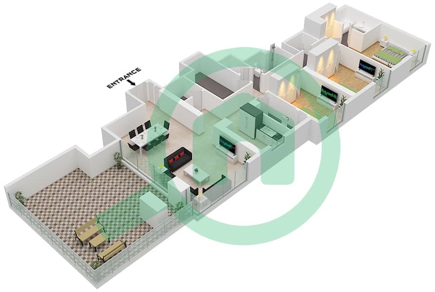 Creek Edge Tower 2 - 3 Bedroom Apartment Unit 5 / FLOOR 20 Floor plan Unit 5 Floor 20 interactive3D