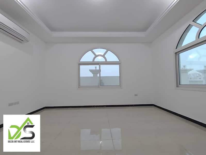 For rent, an excellent apartment, four rooms and a first hall, an excellent finishing resident in the city of Al Shamkha, next to the services comprehensive.
