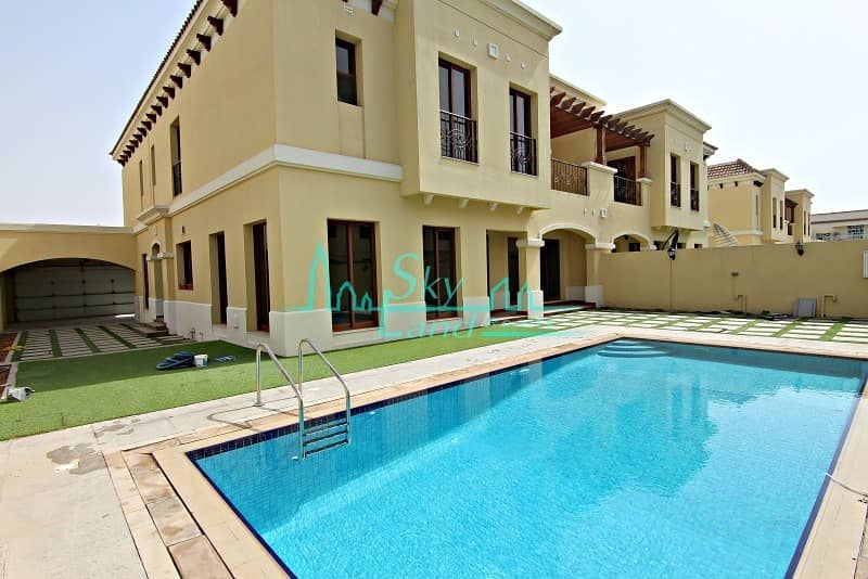 STUNNING 5BR+MAIDS  SEMI DETACHED VILLA WITH  A PRIVATE POOL IN UMM SUQEIM 1