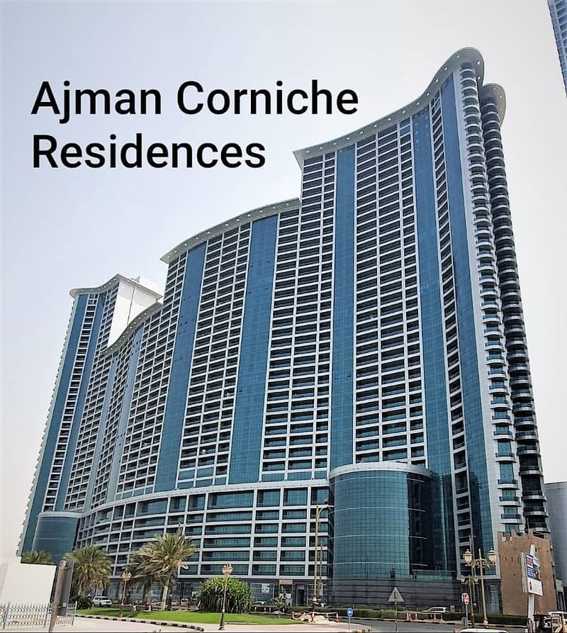 Beachfront/full sea view 2 Bedroom Hall w/ long balcony 2 parkings in Ajman Corniche Residences.